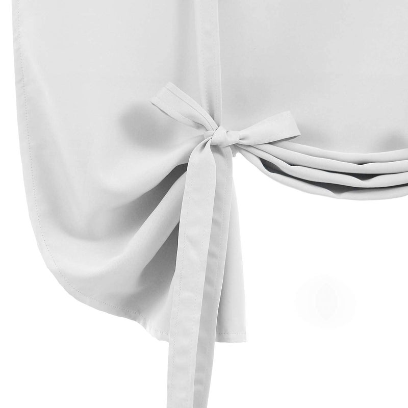 DWCN Blackout Curtains-Tie Up Shade for Window Thermal Insulated Room Darkening Rod Pocket Curtains for Kitchen, Greyish White, W42 X L45 Inches, 1 Panel - Image 5